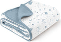Konssy Muslin Baby Blankets for Girls Boys, 100% Cotton Crib Blanket for Infant Toddler, Super Soft and Lightweight Nursery Swaddling Wrap 40"x36" (Star)