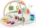 Move2Play, Montessori Inspired Wooden Kick & Play Baby Gym | Musical Piano | Thick + Soft Floor Mat | Tummy Time Activity Center | Play Mat for Newborns & Infants | Toys for Ages 0-6+ Months