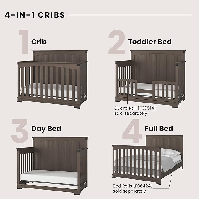 Child Craft Redmond Full Panel Crib, Dresser and Chest Nursery Set, 3-Piece, Includes 4-in-1 Convertible Crib, Dresser and Chest, Grows with Your Baby (Dapper Gray)