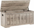43.3" Storage Chest Extra Large,Storage Trunk with 2 Safety Hinges,Wooden Storage Bench,Shoe Bench,43.3x15.7x19.1 Inch,Easy Assembly,Storage Bench for Bedroom,Living Room,entryway(Greige).