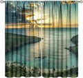 Ocean Beach Curtains,OceanMorning Sunrise Hawaiian Seaside Scene Pattern Blackout Print Home Bedroom Living Room Window Treatments 2 Panel Set 84x84 Inch