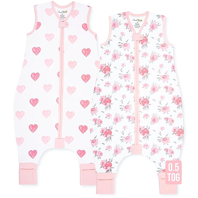 Mama Cheetah Toddler Sleep Sack with Feet 4T-5T, 0.5 TOG Organic Cotton Baby Wearable Blankets with Legs, Baby Sleeping Bag for Walkers, Early Walker X-Large