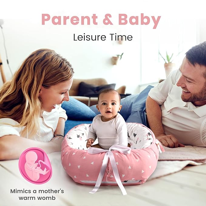 Totsi Baby Lounger with Pillow & Blanket | Ultra-Soft Baby Nest | Machine Washable Infant Lounger 0-24 Months | Adjustable Infant Nest for Travel | Baby Nest for Newborn