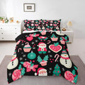Feelyou Christmas Decor Comforter Set Queen Size Pink Santa Claus Bedding Set for Kids Boys Girls New Year Gift Duvet Quilt Snowman Bedroom Decor Microfiber 3 Pcs with 2 Pillow Cases