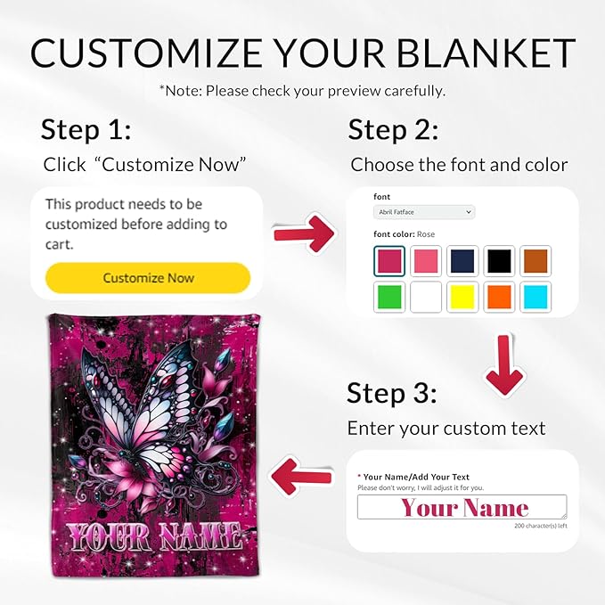 Custom Butterfly Blankets for Women - 60" x 80" Adults Throw Blankets for Butterfly Lovers - Soft Plush Girls Throw Stuff for Living Room, Bed
