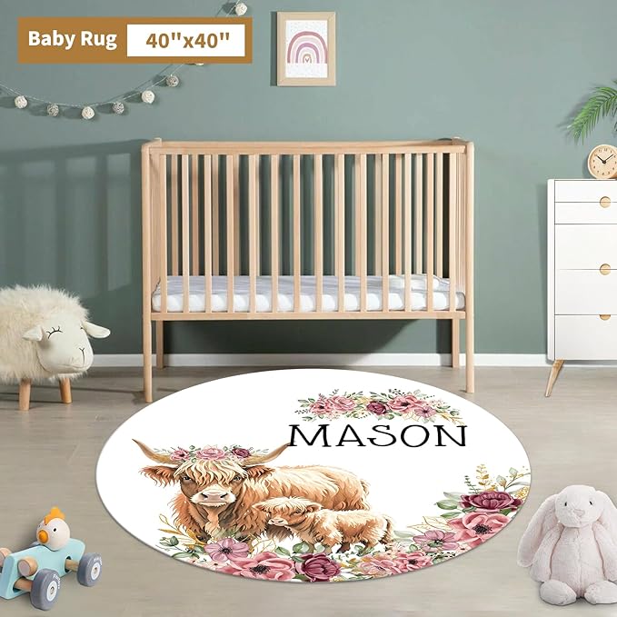Custom Baby Crib Bedding Set, 3 Pcs Personalized Nursery Bedding Set with Name, Soft Baby Bedding Crib Sets with Blanket - Toddler Crib Sets for Girl Boy, Infant Newborn Gifts, Red Highland Cow