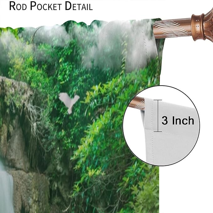 Scenery Waterfall Blackout Curtains, China Country Landscapes Nature Pattern Window Drapes, for Bedroom Living Room 84" W X 84" L