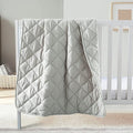 FLXXIE Machine Washable Microfiber Down Alternative Oversized Toddler Comforter, Super Soft and Lightweight Kids Crib Quilted Blanket for Stroller, Travel, 43x60 Inches, Light Grey