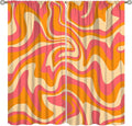 Abstract Wavy Swirl Curtains,60s 70s Groovy Aesthetic Retro Boho Orange Pink Abstract Curtains for Girls Bedroom Living Room Window 52"" W X 84"" L, Style-2