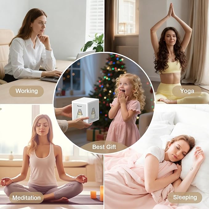 Kipcush White Noise Machine with Santa & Bear Christmas Decor, Warm & Cool Night Light, Auto MemoryTimer, 30 Soothing Sounds for Bedroom, Living Room