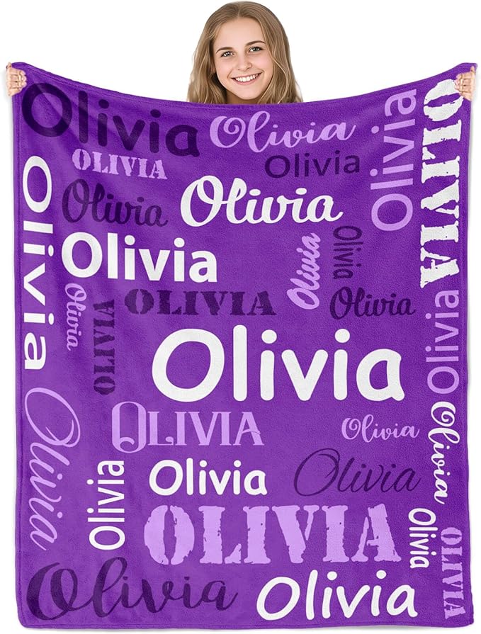 Gudina Personalized Baby Blankets and Throws, Custom Blanket with Name, Personalized Christmas Blanket Gifts for Women Men