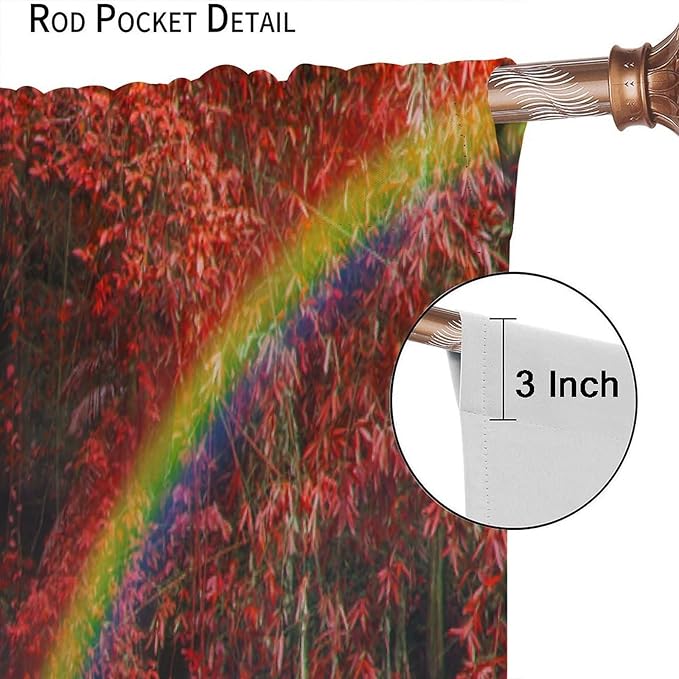 Waterfall Blackout Curtains, Nature Landscape Forest Mountain Waterfall Scenery Scene Print Pattern Window Drapes, for Bedroom Living Room 63" W X 72" L