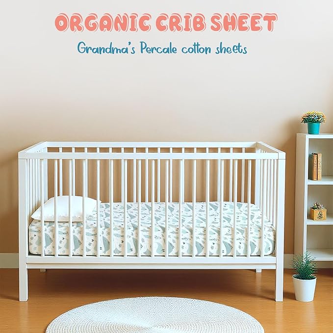 Threadmill Organic Baby Crib Sheets for Boys & Girls | 100% Organic Cotton Fitted Crib Sheet for Standard Crib Mattress | 2 Pack Unisex Cozy Toddler Sheets, Machine Washable Migosprint