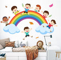 Watercolor Rainbow Wall Decals Educational Wall Stickers for Kids Room, Large Rainbow Cloud Wall Decor Students Reading Art Murals Peel and Stick Decorations for Nursery Classroom