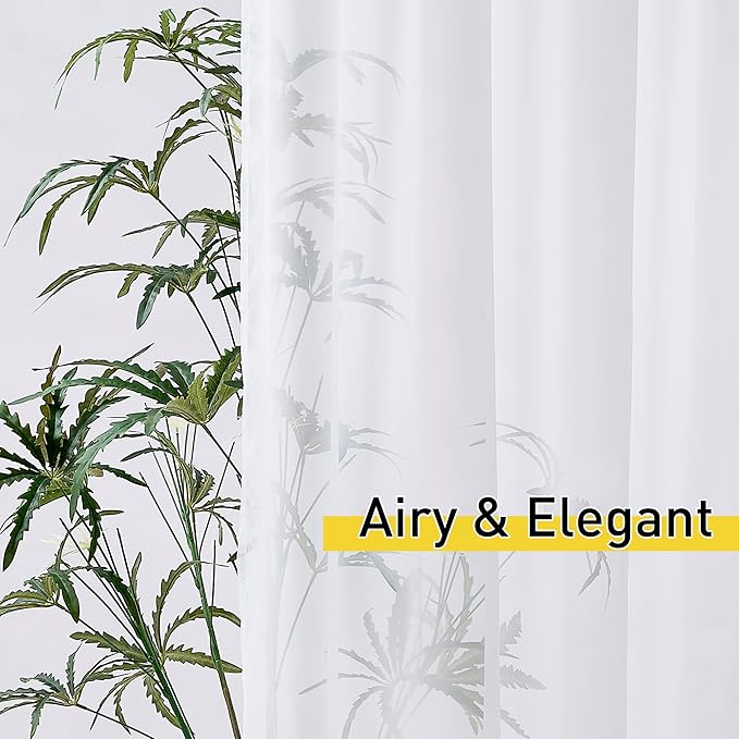 NICETOWN 2 Panels White Sheer Curtains for Patio Waterproof, Rustproof Grommet Indoor Outdoor Voile Drapes Airy & Lightweight Mosquito Curtains for Porch/Living Room, W54 x L96