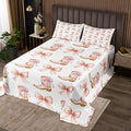 Western Cowgirl Bedspread Queen Size,Pink Bowknot Cowgirl Boots Rustic Farmhouse Coverlet Set,Girls Women Room Decor,Bow Tie Geometric Patchwork Quilted Coverlet,Golden Bedding Quilt,2 Pillowcases