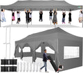 COBIZI 10x30 Pop up Canopy Tent 10x30 Canopy with Sidewall Waterproof Heavy Duty Commercial for Parties Outdoor Garden Gazebo Tent, Carry Bag with Wheel(10x30ft with Sidewalls,Gray)