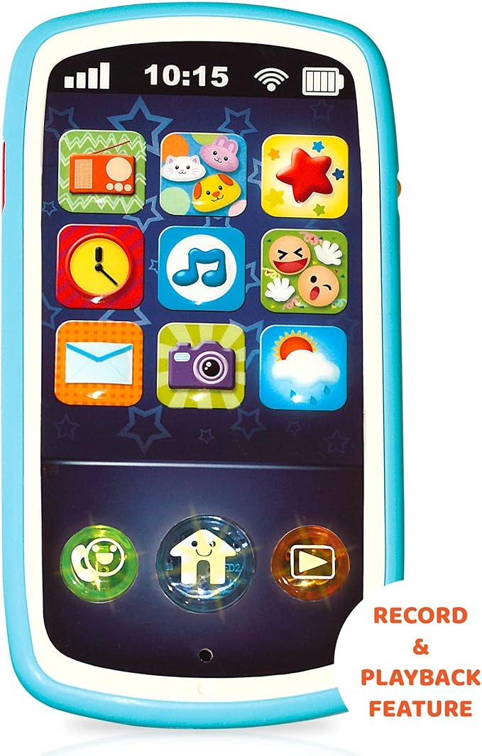Baby Phone Toy with Record & Playback Features - Musical, Interactive and Educational Cell Phone Toddler Toys with 12 Smart Light Up Buttons - Learning Phones for Kids 6+ Months – ASTM Certified