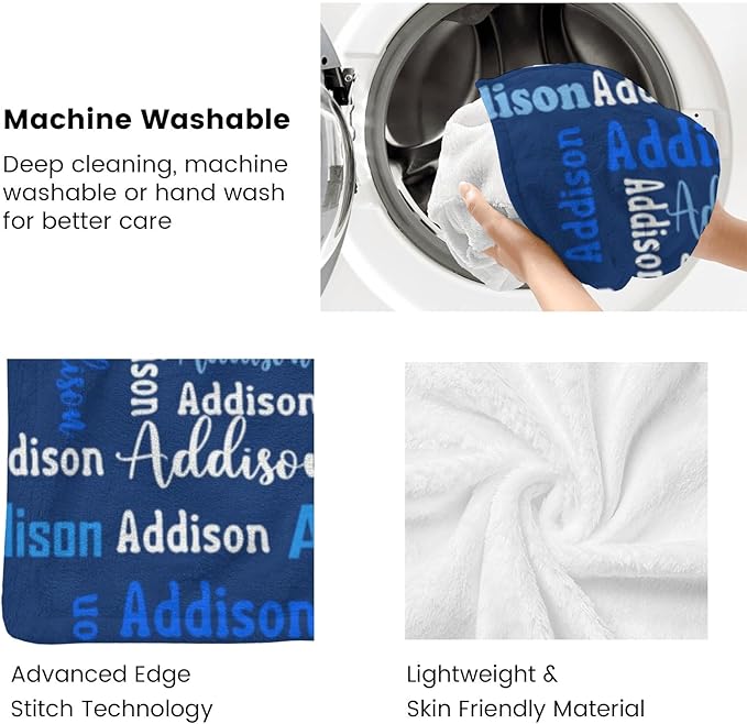 Dr.TOUGH Name Blanket Personalized Blanket for Adult Kids Flannel Customized Personalized Blankets and Throws