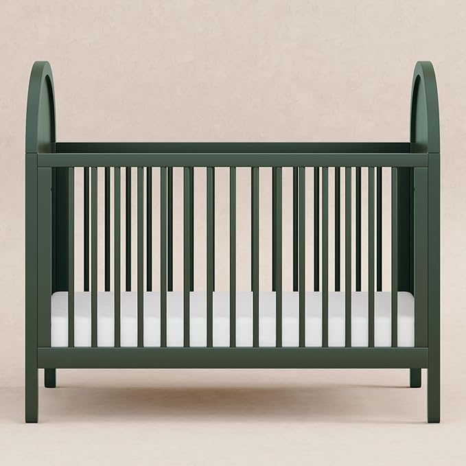 Babyletto Bondi Cane 3-in-1 Convertible Baby Crib - GREENGUARD Gold Certified Convertible Crib to Toddler Bed & Daybed - Wooden Baby Bed - 4 Adjustable Heights - Made of 100% Solid Wood - Forest Green