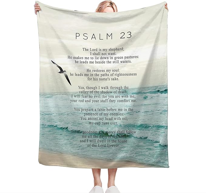 Christian Bible Psalm 23 Throw Blanket - Religious Verse Gifts and Decor for Girls, Women, Men, Kids, Adults - Soft Warm Cozy Fleece for Couch, Sofa, Bed 50"x40"