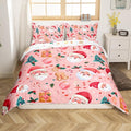 Feelyou Christmas Bedding Set Pink Christmas Duvet Cover Set for Kids Boys Girls Cookies Comforter Cover Christmas Tree Quilt Cover Bedroom Collection 2Pcs Twin Size,No Comforter