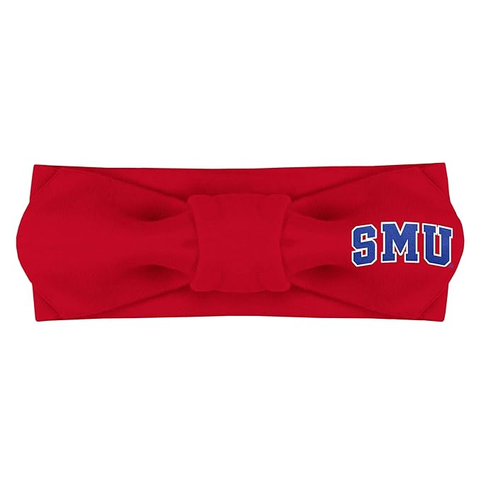 Creative Knitwear SMU Mustangs Infant Girls Red Solid Hair Knot Headband Embroidered Logo - Size Newborn - 4T