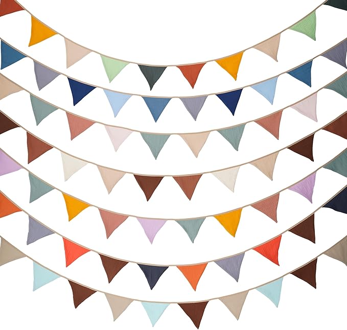 Fabric Bunting Banner, 2 Pack Handmade Neutral String Banner Each 8.5 ft 10 Flags Nursery Wall Hanging Wedding Birthday Home Baby Shower Party Decoration Bunting (Christmas)