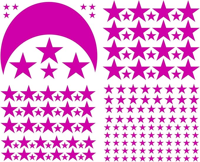 Moon and Stars Wall Decal Vinyl Sticker for Kids Boy Girls Baby Room Decoration Good Night Nursery Wall Decor Home House Bedroom Design YMX16 (Blush)