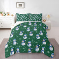 jejeloiu Kids Cute Winter Snowman Comforter Set Toddler Green Christmas Theme Bedding Set for Boys Girls Teens Xmas Snowflake Happy New Year Duvet Quilt Room Decor