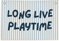 Lacama Playroom Decor, Play Room Wall Decor, Blue Long Live Playtime Linen Banner Wall Hanging, Boho Cute Banner Flag Decor for Nursery Boys Room 30x20 Inch
