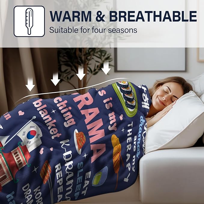 Korean Blanket 50"x60", Korean Gifts for Women Girls Sister Friends, Koreans Drama Gifts for Christmas Thanksgiving, Flannel Koreans Blanket for Sofa Couch Room Bed