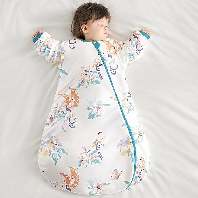 Baby Sleep Sack with Removable Sleeves, Breathable Wearable Blanket for Newborn & Toddler 6-36 Months, Cute Print