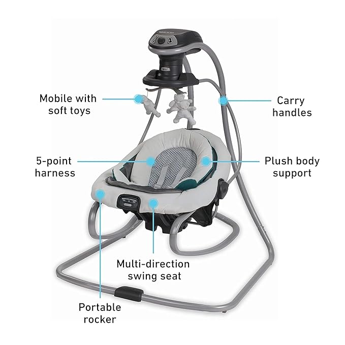 Graco DuetSoothe Swing and Rocker with Removable Swing Seat and 6 Swinging Speeds for Toddler Swing Seat and Swing Chair