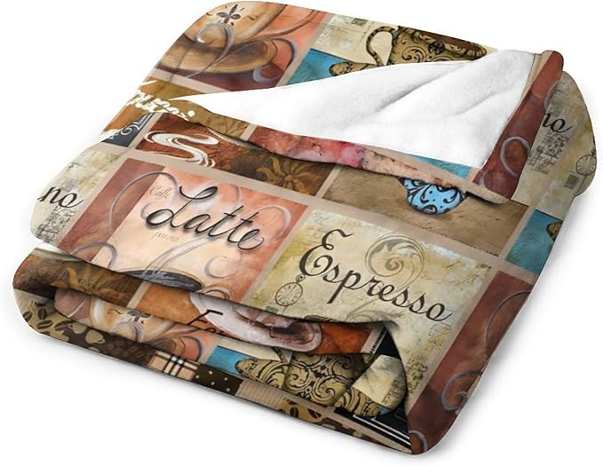 Coffee Blanket Gifts for Lovers - Soft Warm Cozy Fleece Throw for Women Men Adults - Sofa Bed Couch D1 40"x50"