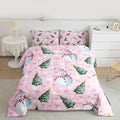 Feelyou Merry Christmas Comforter Set All Season Cute Snowman Bedding Set with 1 Pillow Cases Christmas Tree Microfiber Kids Twin Bedclothes Love Hearts Duvet Quilt Breathable Soft Lightweight