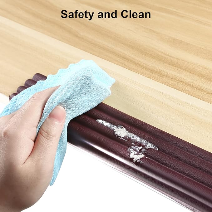 Upgrade Baby Proofing Edge Corner Protector, 16.4ft Edge Guards Padding with 3M Adhesive, Extra-Wide Soft Rubber Foam Padding, Furniture,Sharp Edge Safety Corner Edge Bumper Guard- Brown