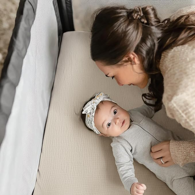 lulumoon Pack and Play Sheets Muslin: Cotton Fitted Sheets for Baby Trend Pack N Play - Soft Playard Sheets for Boys and Girls 2Pack