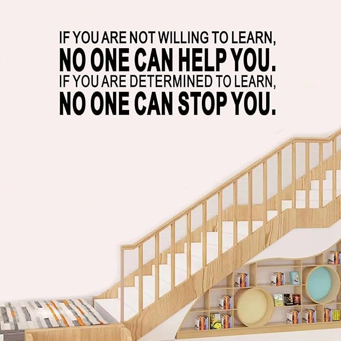 Inspirational Quotes Wall Decals for Office: Motivational Positive Vinyl Art Wall Stickers - School Classroom Workplace Home Wall Decor - If You are Not Willing to Learn 32"X12.5"