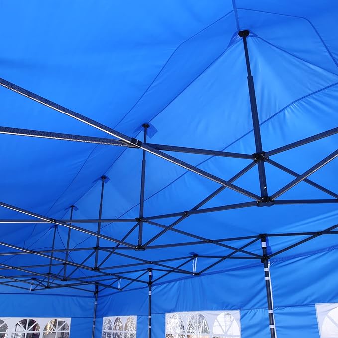 COBIZI 10x30 Pop Up Canopy with 8 Sidewall,Heavy Duty Canopy UPF 50+ All Season Wind Waterproof Commercial Outdoor Wedding Party Tents for Parties Canopy Gazebo with Roller Bag(10 x 30 ft Blue)