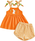Thorn Tree Baby Girl Summer Outfits Sleeveless Easter Dresses for Toddler Girls Casual Plaid Shorts Bunny Spring Clothes