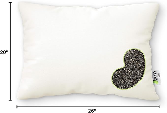 Bean Products 20" x 26" Standard Bed Pillow for Sleeping – Organic Buckwheat Fill with Organic Cotton Fabric, Soft Head Pillow – Eco-Friendly, Breathable, and Durable Sleep Aid, Made in The USA