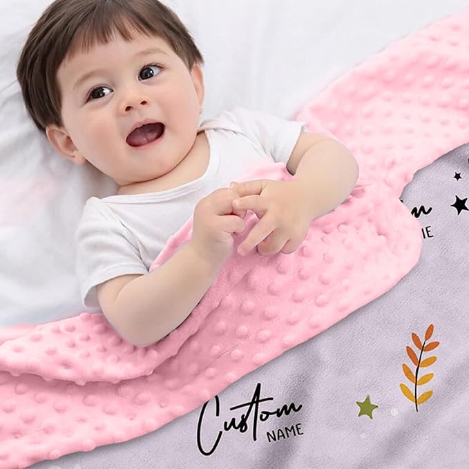 Personalized Halloween Blanket for Girls, Custom Baby Blanket with Name, Cat Pattern Soft Minky Dot Blanket, Halloween Decor Christmas Birthday Gifts for Kids Toddlers