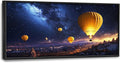 Olivine Hot Air Balloon Wall Art, Cappadocia Landscape Pictures Wall Decor, Night Adventure Paintings, Travel Canvas Prints, Framed Artwork for Bathroom Bedroom Living Room Office Home 60"x30"