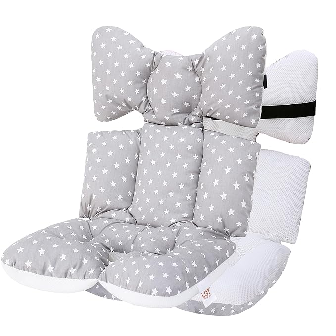 Baby Seat Pad Liner for Stroller–Soft and Breathable，3D Air Mesh Cotton Universal Baby Stroller Cushion(Gray Stars)