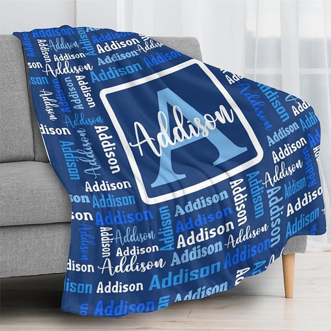 Dr.TOUGH Name Blanket Personalized Blanket for Adult Kids Flannel Customized Personalized Blankets and Throws
