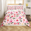 Feelyou Christmas Pink Nutcracker Comforter Cover King Size Cute Royal Guarder Duvet Cover Xmas Snowflake Bedding Set Gifts for Kids Boys Girls Decor 2 Pillow Cases Pink