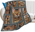 Tijuboni Bengal Cat Throw Blanket Cat Gifts for Girls Boys Women Men Kids Adults Soft Flannel Fleece Blanket for Couch Sofa Bed Home Decor 50"x60"