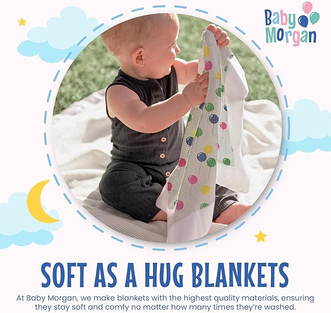 Thermal Waffle Knit Baby Blanket - Soft Breathable Mini Blanket for Newborns and Infants - Toddler Blankey for Strollers, Travel, Naptime and More - 18" x 20" (Balloon Multi, Nylon Trim)