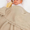 Baby Knit Blanket Soft Breathable Cotton Scallop Border Blankets Newborn Knitted Blanket Swaddle Blankets Gifts for Baby Newborn Toddler Shower Boy Girl New Mom Birthday Christmas Beige 30x30